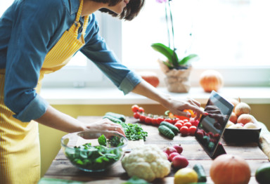 Woman preparing vegetables