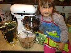 Anna next to blender