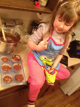 Anna test tasting Bulletproof cupcake mix