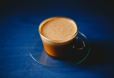 A cup of creamy coffee