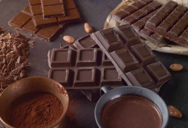 Chocolate bars on gray counter