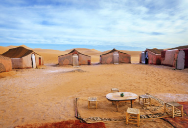 A group of tents in the desert