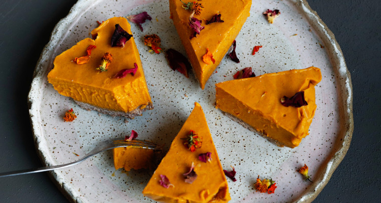 Slices of No-Bake Bulletproof Pumpkin Pie on plate