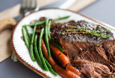 Slow-cooked pot roast with vegetables