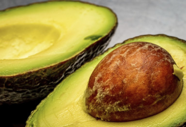 An avocado cut in half