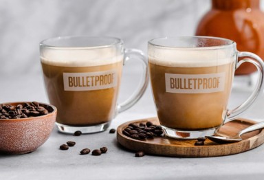 Bulletproof coffee mugs filled with Bulletproof coffee recipe