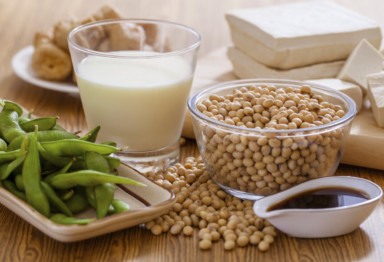 Assorted soy products on a table