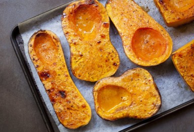 A tray of roasted butternut squash