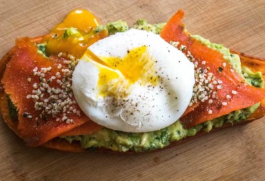 gluten-free paleo avocado toast with salmon