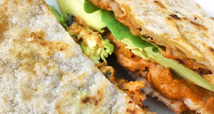 Cheesy Butternut Squash Quesadilla two halves