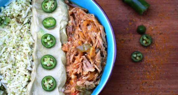 Instant Pot Turmeric Garlic Pulled Pork Curry Cilantro Cauliflower Rice_vertical