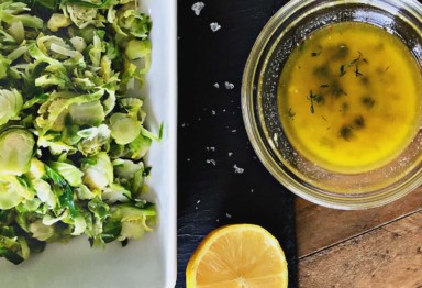 Shaved Brussels Sprouts Salad Recipe with Lemon Thyme Vinaigrette