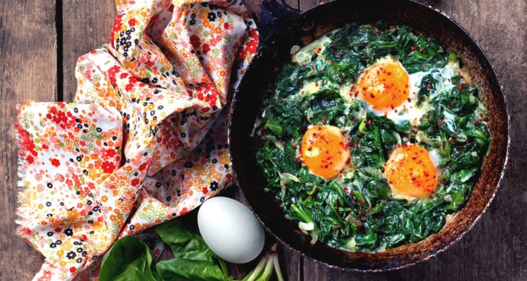 Leafy greens with eggs
