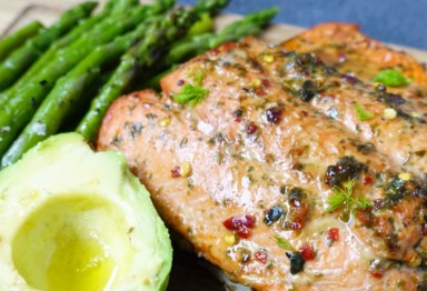 Baked Wild Salmon With Grilled fennel and Asparagus Header