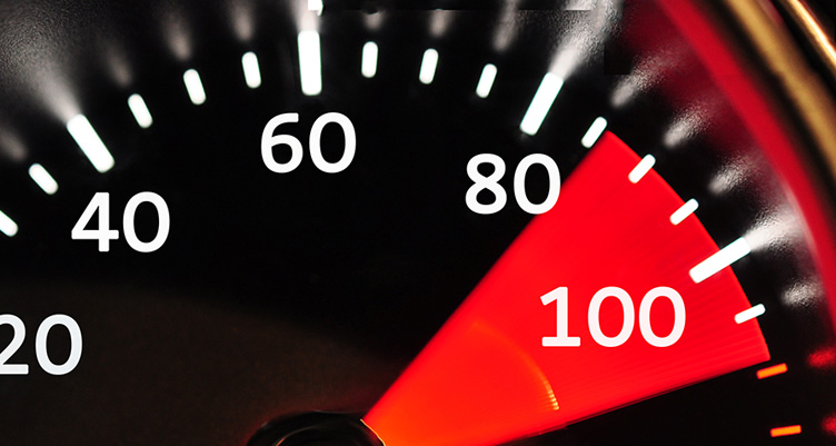 Odometer with red border around 100