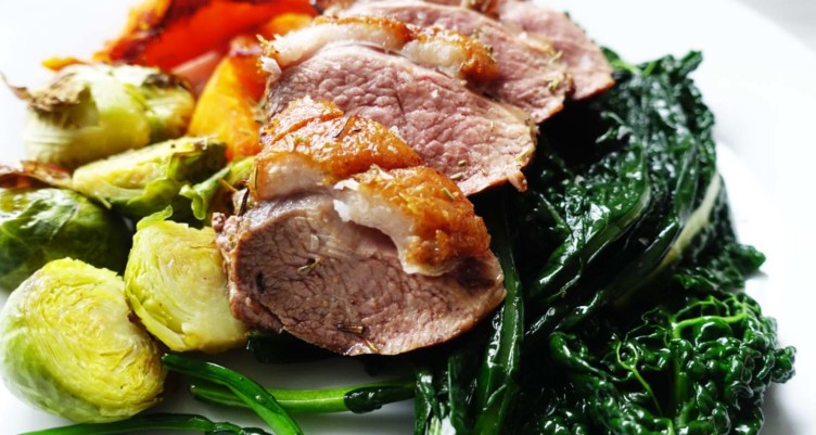 Pan-Roasted Duck Breast With Roasted Vegetables