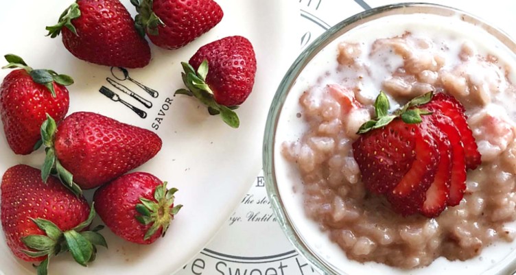 Strawberries and Cream Rice Pudding