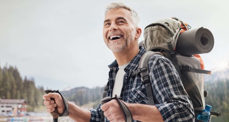 Man hiking outside