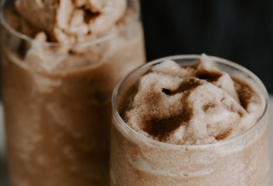 Two glasses of paleo frozen coffee