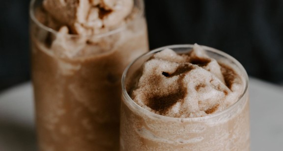 Two glasses of paleo frozen coffee