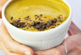 This thick and creamy chocolate golden milk latte is the perfect paleo and keto-friendly way to warm up, thanks to rich mood-boosting cacao.