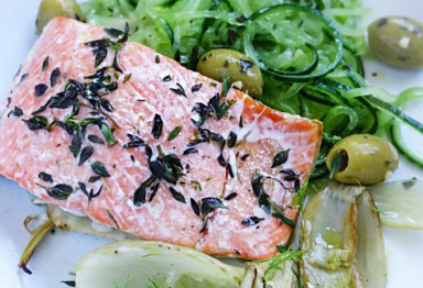 Lemon & Thyme Ghee Salmon With Cucumber Salad_Header