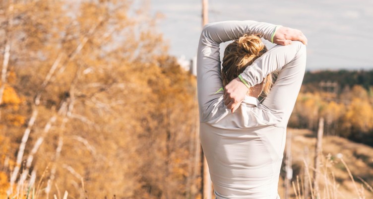 Woman stretching outside