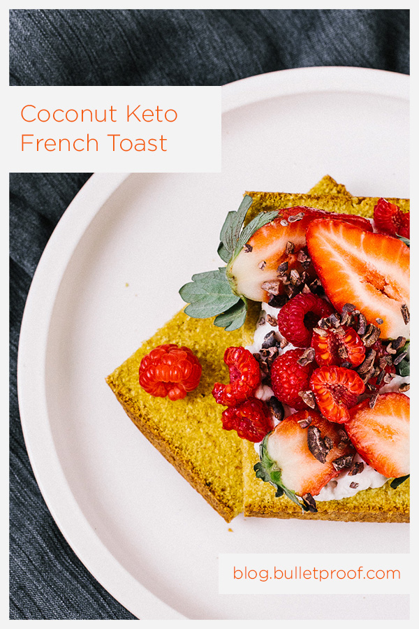 Get your breakfast fix with this quick and easy keto french toast recipe—topped with juicy ripe berries and a creamy coconut sauce.