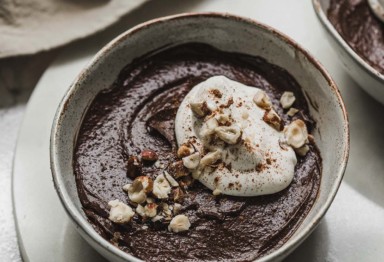 Creamy taste with no cream in sight: These keto pots de creme blend up mousse-like texture and rich chocolate flavor in this ultra-simple dessert. (Paleo)