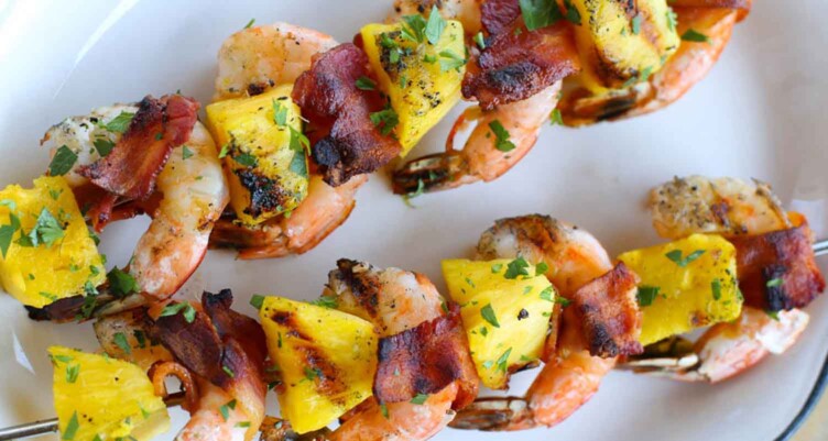 Low-Carb Bacon Pineapple Shrimp Skewers