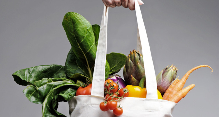 Grocery bag of vegetables