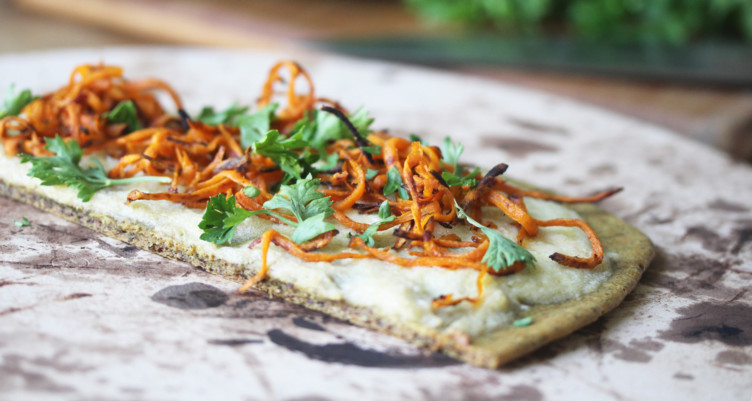 flatbread topped with vegetables