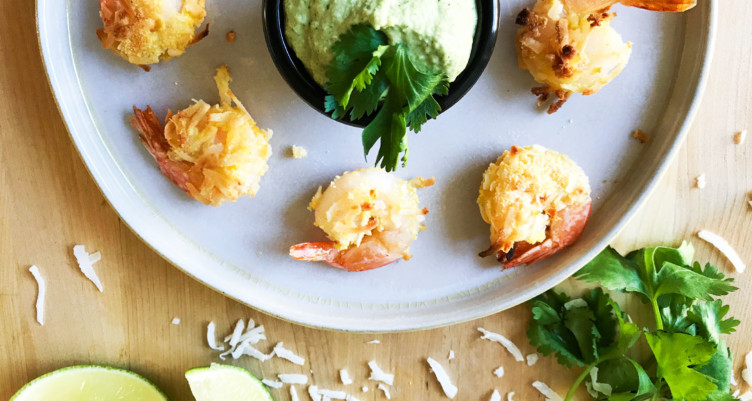 Baked Keto Coconut Shrimp With Cilantro Lime Dip