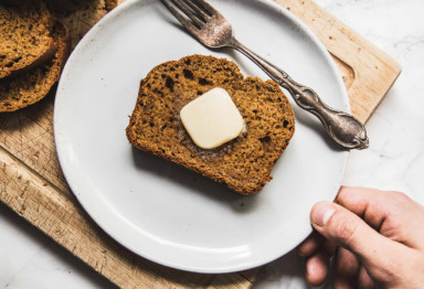 Paleo Pumpkin Bread with butter