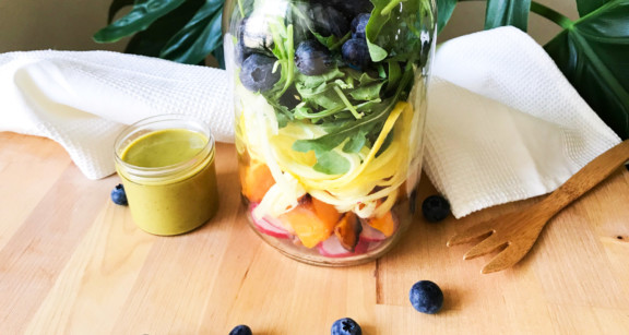 Rainbow mason jar salad