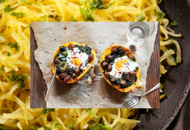 Paleo Spaghetti Squash with sausage and eggs