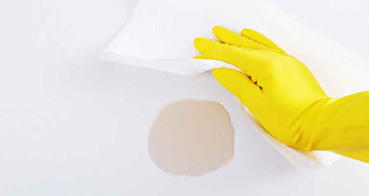 Blotting up coffee stain