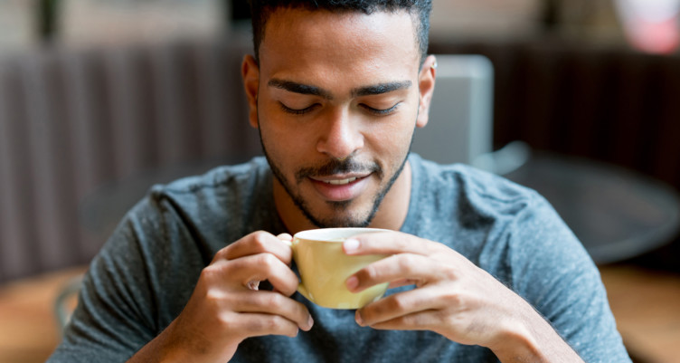 Man drinking coffee