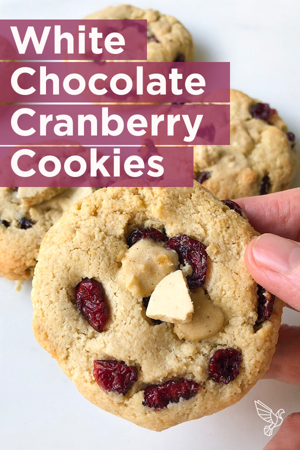 White chocolate cranberry cookies get a keto-friendly upgrade with low-carb ingredients like collagen protein and cacao butter. 4 net carbs!