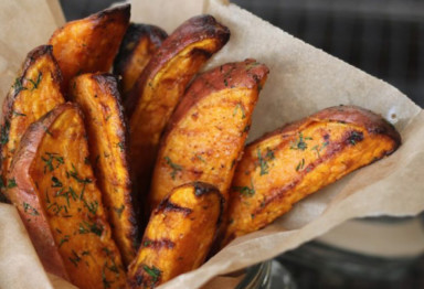 Garlic dill sweet potato wedges