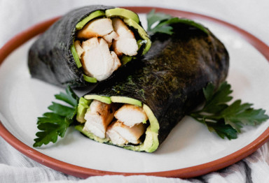 Chicken wraps with nori and avocado