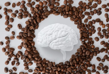 Coffee beans around brain