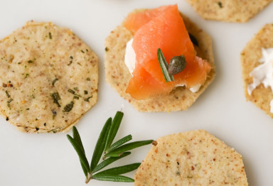 Almond flour crackers with smoked salmon