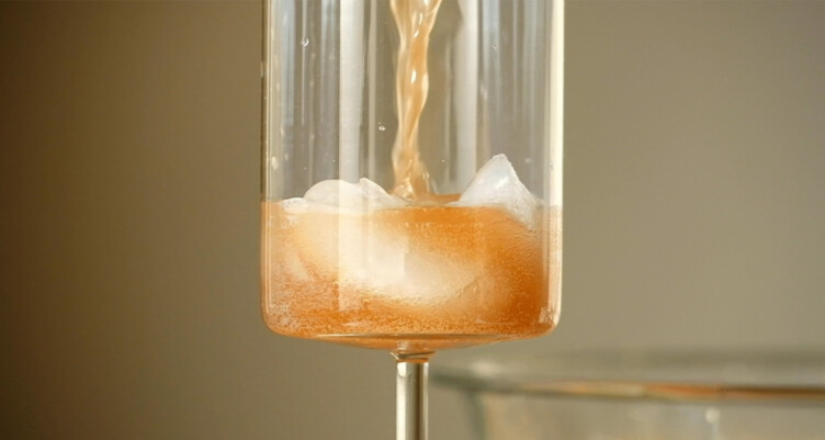 Sugar free Christmas Punch recipe being poured into a glass flute