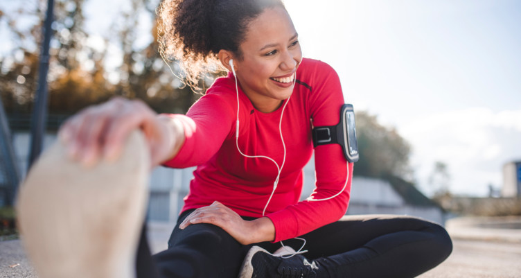 Woman stretching, implying fitness and health