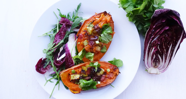 Paleo Loaded Twice Baked Sweet Potatoes