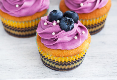 Keto cupcakes with blueberries