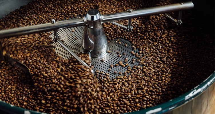 Coffee beans being roasted