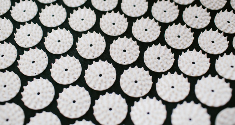 Closeup of acupressure mat, the Bulletproof Sleep Induction Mat