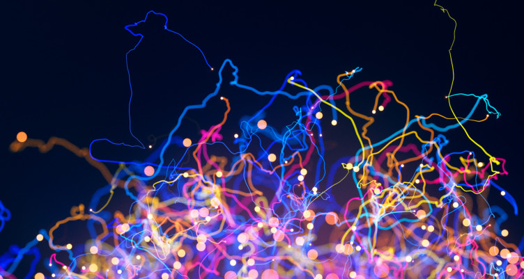 Colorful lines representing stimulation of meridians